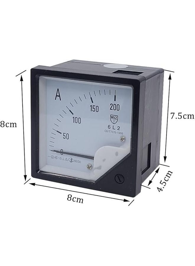 6L2 A 200 5A Ammeter Current Voltage Meter 80mm Square Panel 200A Pointer - Image 2